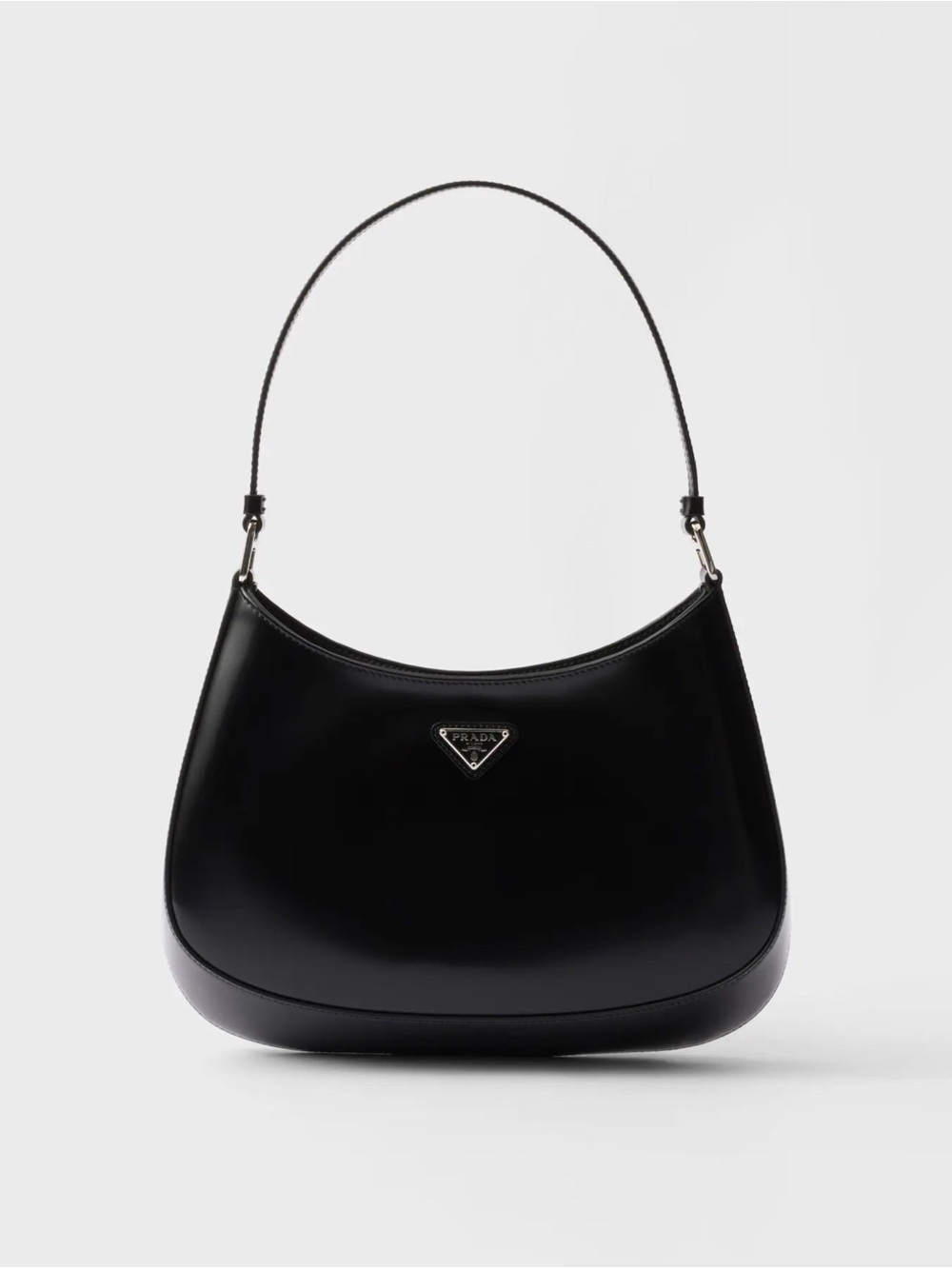 NWT Prada Cleo Brushed Leather Shoulder Bag in Black